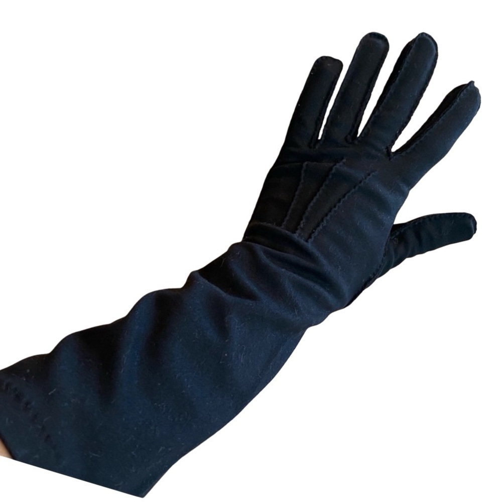 Vintage black Mid Length Gloves sz 6-1/2 from 50s-60s Jackie O vibe prom